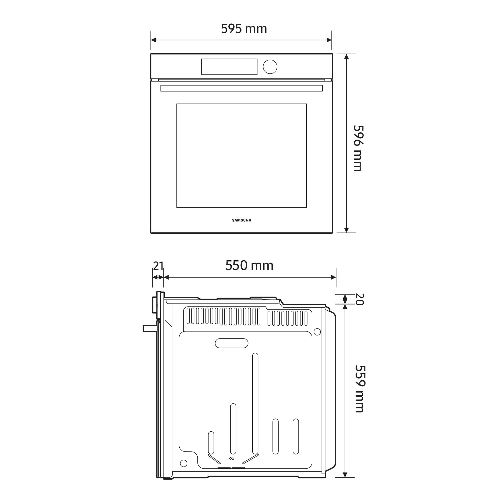 Samsung NV7B41307AS/U1 Einbaubackofen,76 ℓ, Pyrolytische Selbstreinigung, SmartThings Cooking, XXL-Garraum