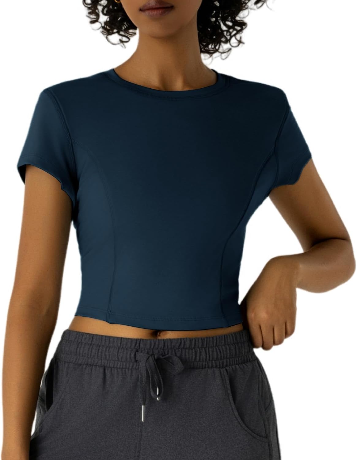 Workout Tops for Women Athletic Tops Short Sleeve Shirts-Cropped Slim Fit Gym Running Yoga T Shirts