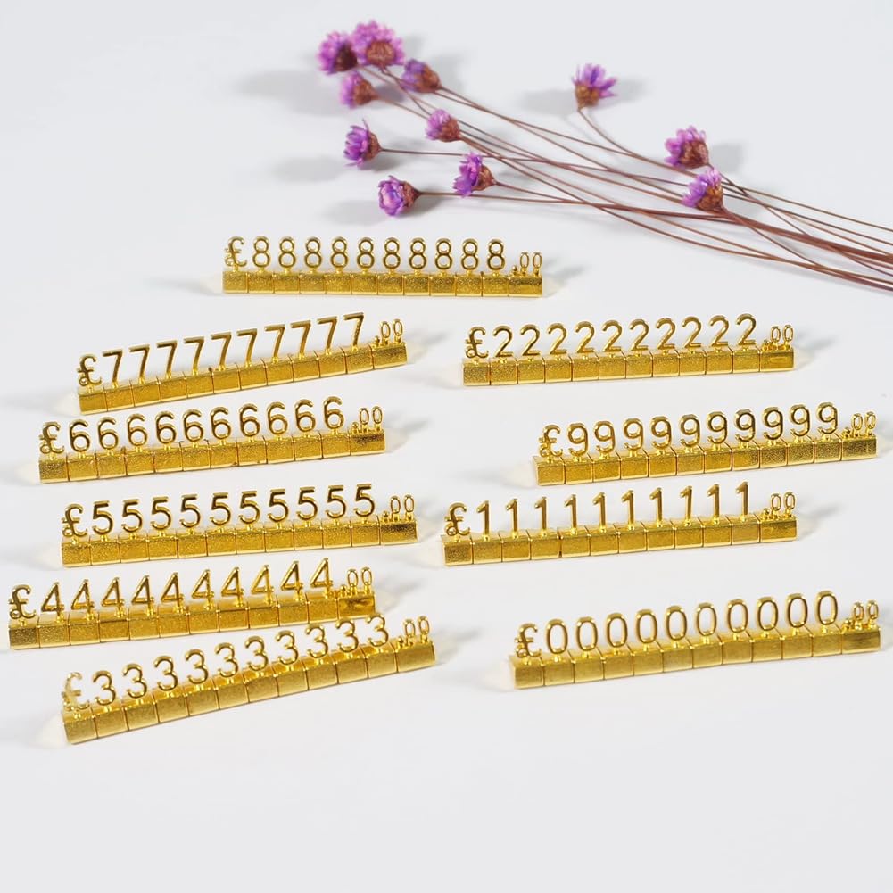 10-Teiliges Digitales Preisschild, 3D-Metallregal, Verstellbares GBP ￡-Preisquadrat-Set für Schaufenster, Schmuck, Uhr, Geschäft, Büro