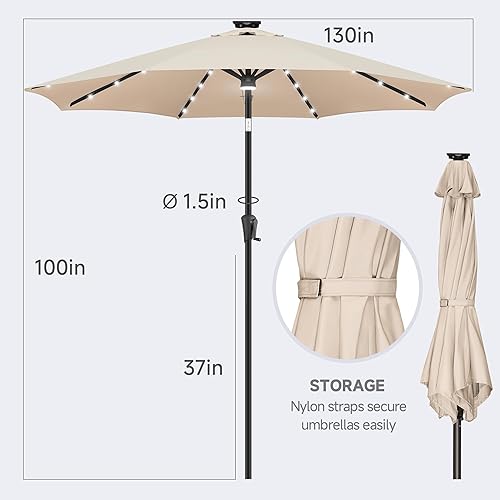 Miniatura 2 de FLAME&SHADE 11 ft Solar Powered Outdoor Market Patio Table Umbrella with LED Lights and Tilt