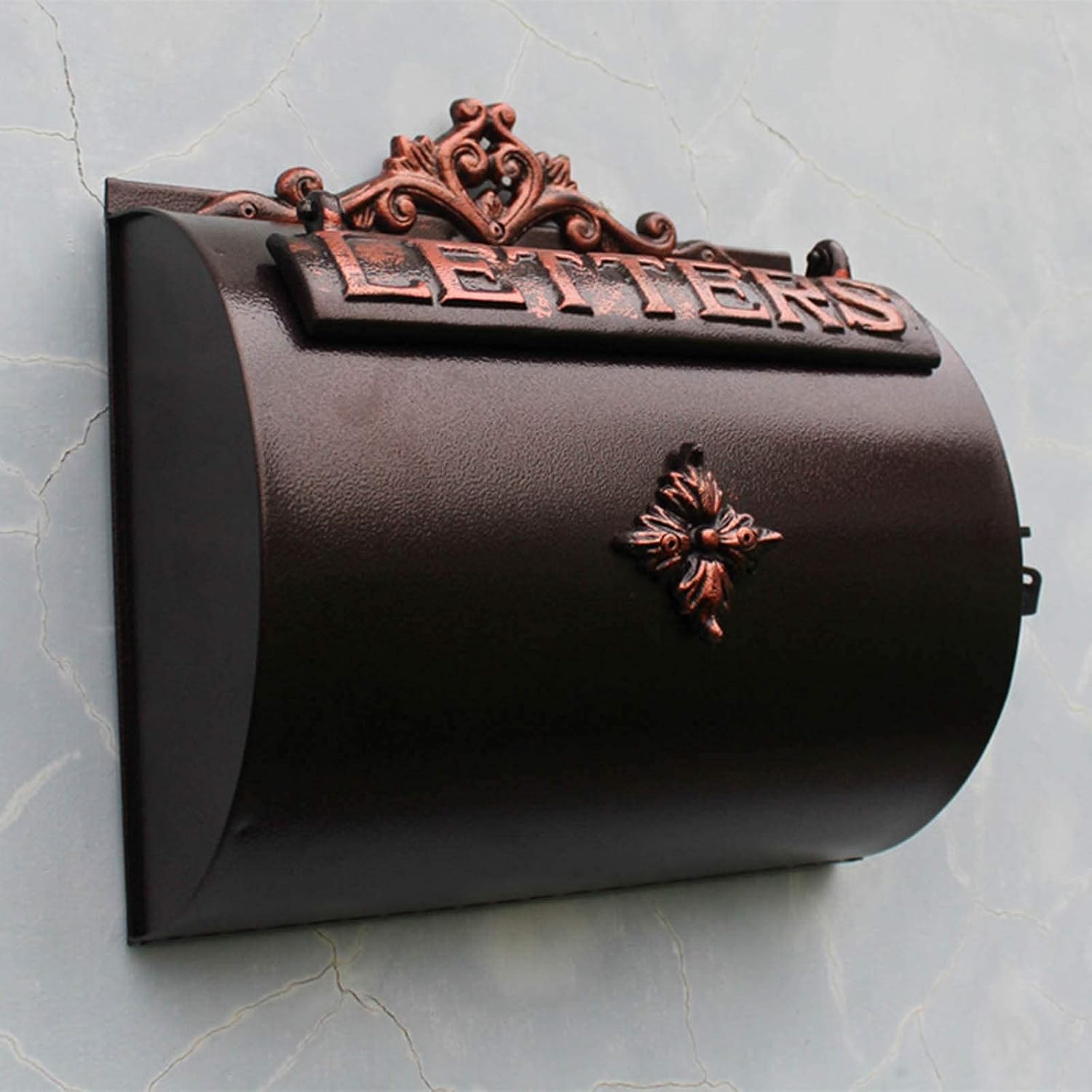 Letter Box Outside Wall Mount Mailbox for Townhouse Vintage Standard Size Letter Deposit Box Horizontal Small Post Box for Rural Apartment Garden