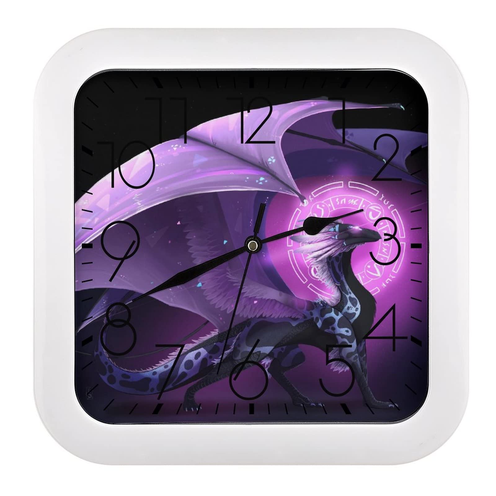 Pendule murale dragon violet 26x26cm pour une décoration de salon originale et moderne