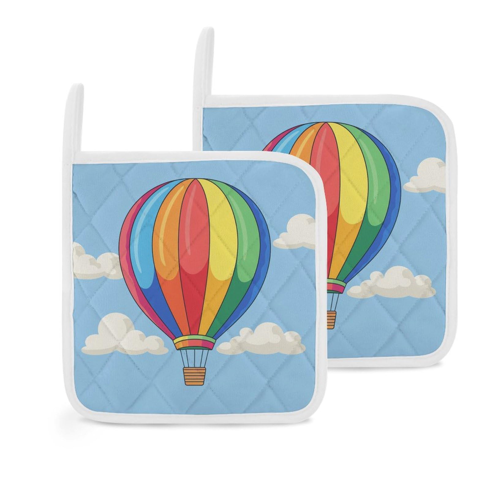 Colourful Hot-Air Balloons Kitchen Pot Holders Heat Resistant Oven Hot Pads Potholders for Cooking Baking