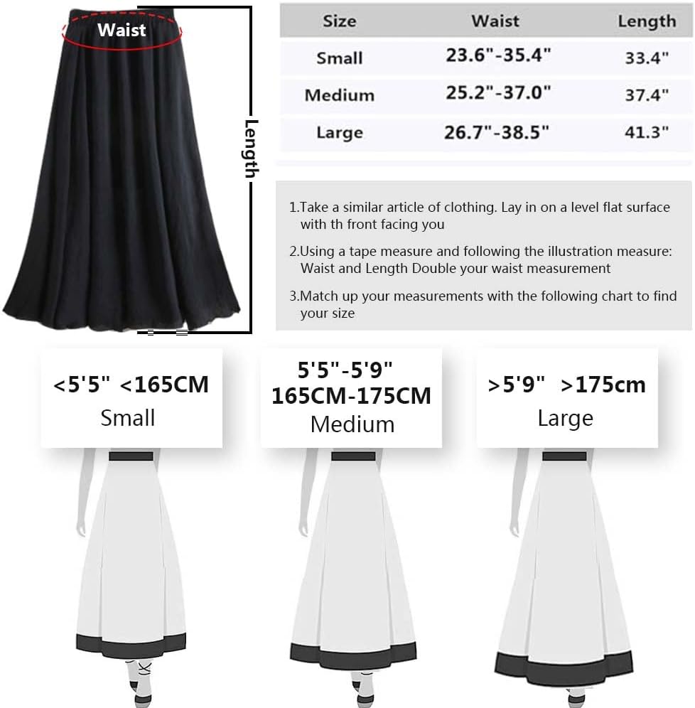ASHER FASHION Women's Bohemian Style Elastic Waist Band Cotton Linen Long Maxi Skirt Dress - Image 7