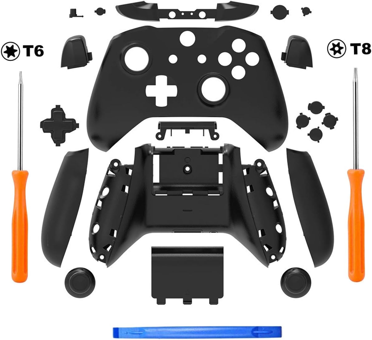 SN-RIGGOR Replacement Housing Full Shell Set Full Buttons Set Faceplates ABXY Buttons RB LB Bumpers for Xbox One S Slim Controller (3.5 mm Headphone Jack) S Controller Repair Parts (Clear)
