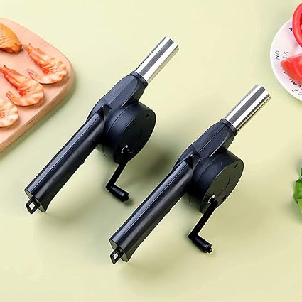 Ostin Stainless Steel Standard Portable Hand Powered BBQ Fan Air Blower for Outdoor Camping Picnic Charcoal Grill Barbecue