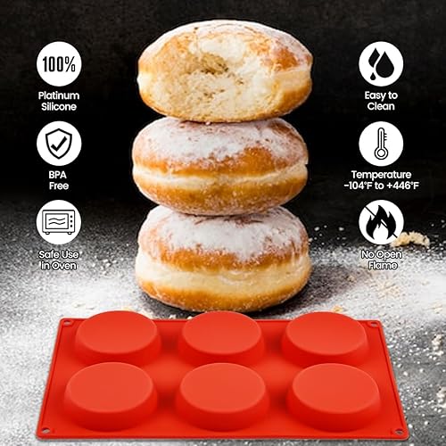 Miniatura 3 de CAKETIME Molde superior para magdalenas, moldes de silicona para huevos para sándwiches de desayuno, moldes redondos de silicona para hornear