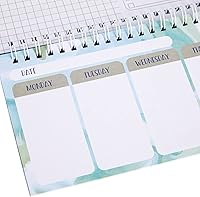 Vista 8 de Paper Junkie Undated Weekly Planner - 11.7 x 4.1 In, Green, Spiral Bound, 52 Undated Sheets - Calendar & To Do List Notepad - Desk Planner for
