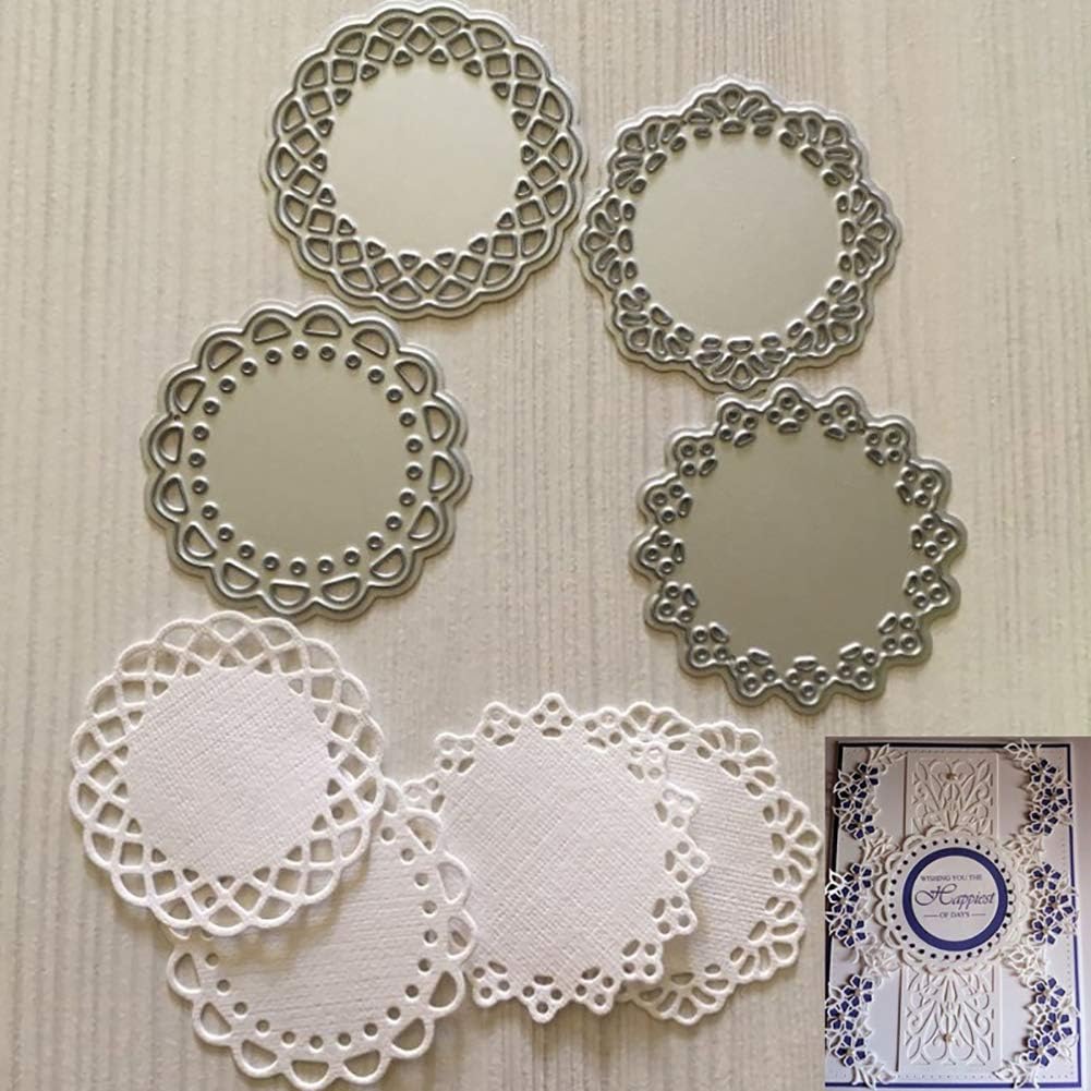 gainvictorlf Cutting Die 4Pcs Round Lace Metal Cutting Die Stencils DIY Scrapbooking Album Embossing Tool
