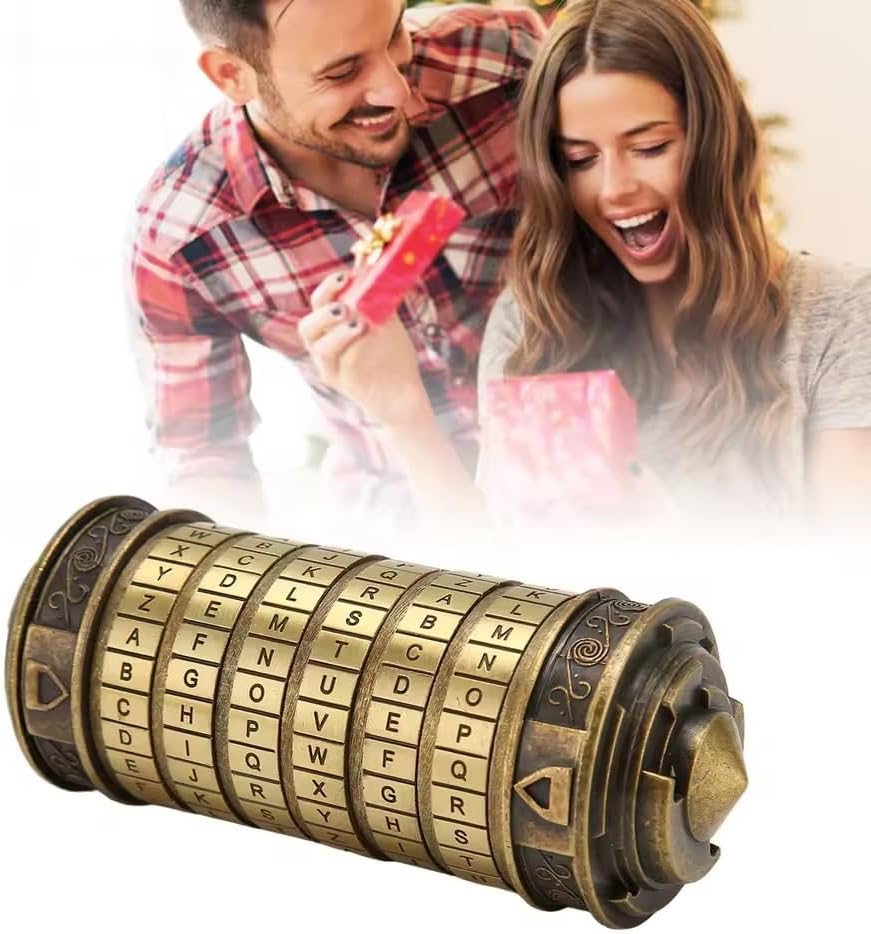 Da Vinci Code Lock Toys Metal Cryptex Locks with Hidden Compartments for Notes Paper Money Rings Jewelry, Anniversary Romantic Birthday Gifts for Her Men Women Girlfriend