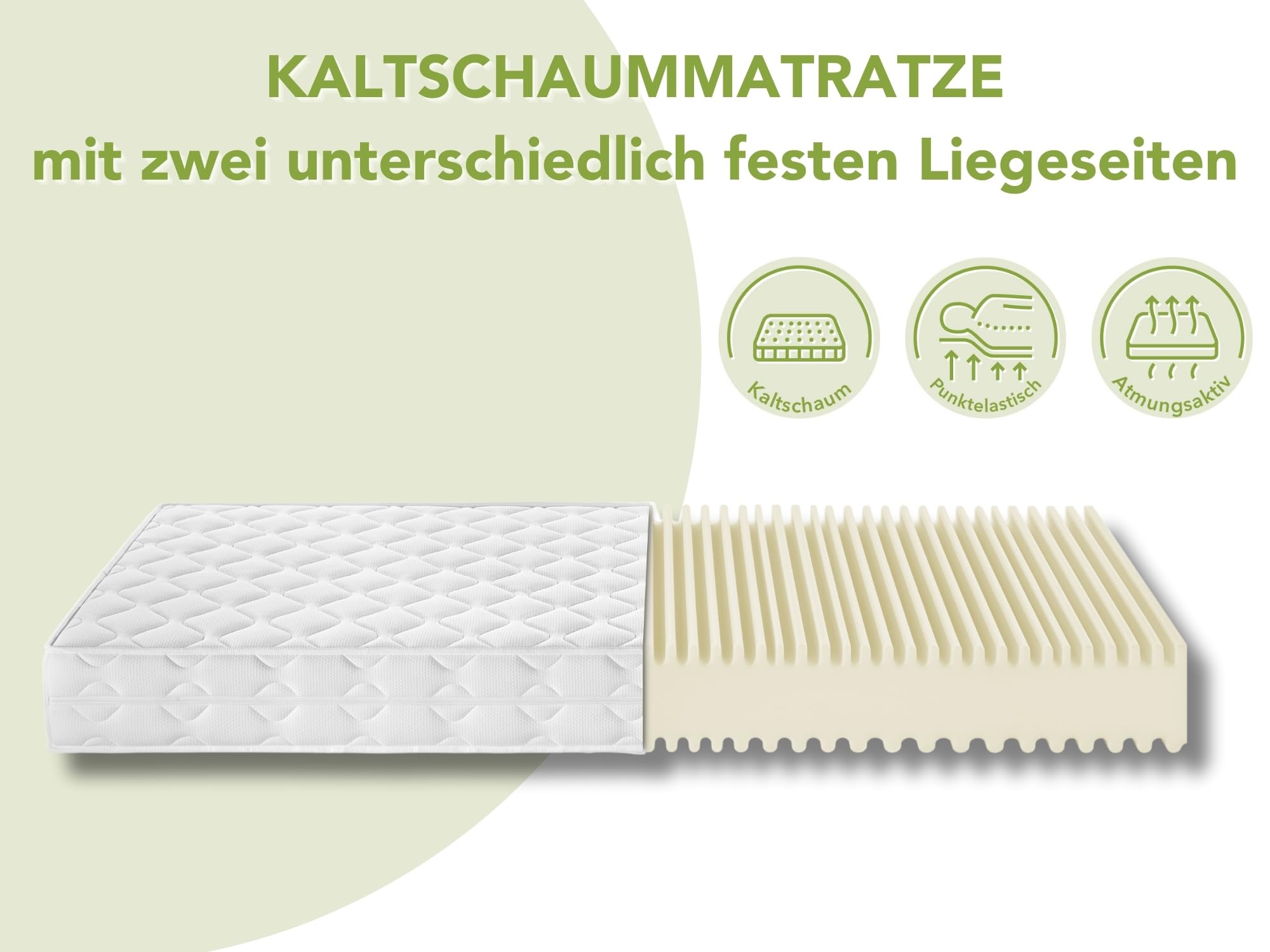 Matratze 90x200x20 Vesgantti Kaltschaummatratze 90x200cm - 7-Zonen Komfort & Öko-Tex Zertifiziert Matratze 90x200 H2