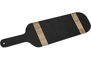 Black-Wood Cutting Board with Stripes and Handle