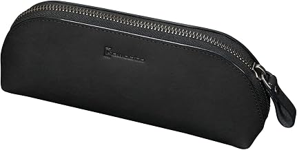 Pencil Case, Pen Case, Genuine Leather, Pueblo Leather, Large Capacity, Holds 20 Pens, Freestanding, Pen Holder, Slim, Stationery, Zipper, High School Students, Working Adults, School Entrance