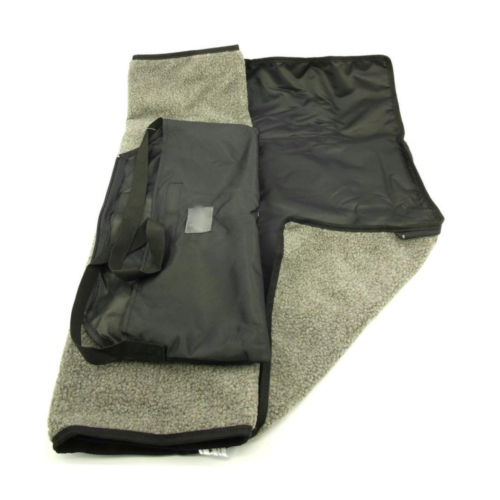 Happyyami Manta Plegable para Mascotas Térmica de Lana Negra Portátil | Rectangular, Lavable, Bolsa Lateral Cremallera, Uso en Cama Esterilla Exterior