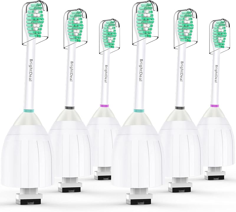 BrightDeal Toothbrush Heads for Philips Sonicare Essence Elite Advance Xtreme CleanCare E-Series Electric Sonic Screw-on Brush Replacement HX7022/66 HX7023 HX7001 with Cap, 6 Pack