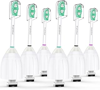 Toothbrush Heads for Philips Sonicare Essence Elite Advance Xtreme CleanCare E-Series Electric Sonic Screw-on Brush Replacement HX7022/66 HX7023 HX7001 with Cap, 6 Pack