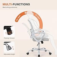 Vista 7 de Silla ejecutiva de oficina Sweetcrispy para gerente, ergonómica de malla ajustable, con respaldo medio giratorio y soporte lumbar cómodo, brazos Gris