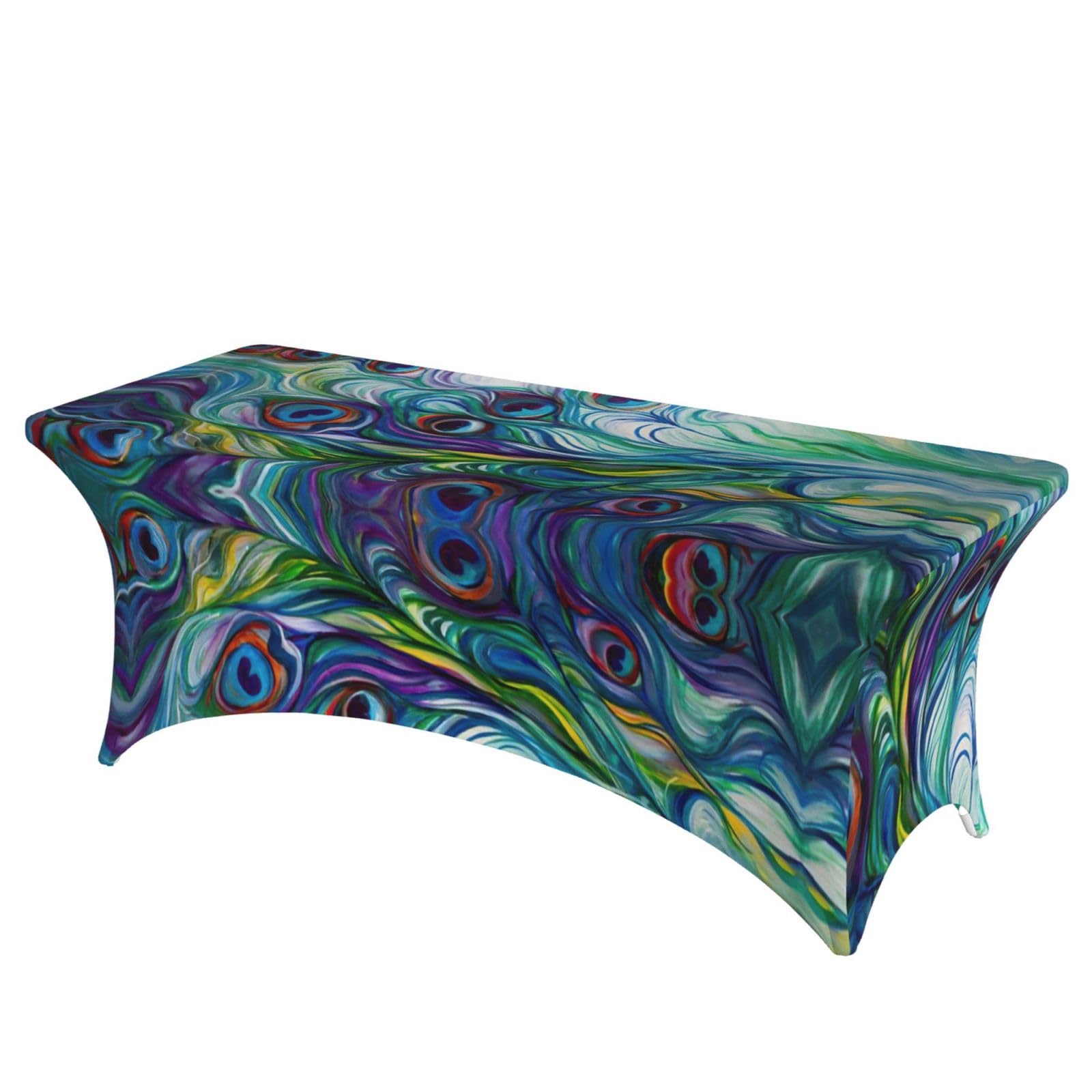 Nappe de table extensible élasthanne 1,8 m haut de gamme motif plumes
