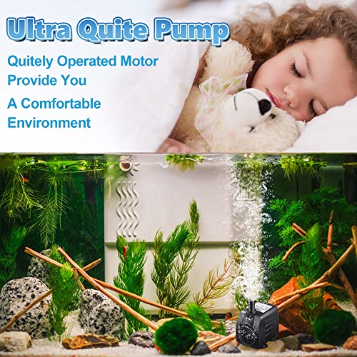 Image of 2Pack 220GPH Small Fountain Pump with Light, 15W Fountain Pump for Aquarium