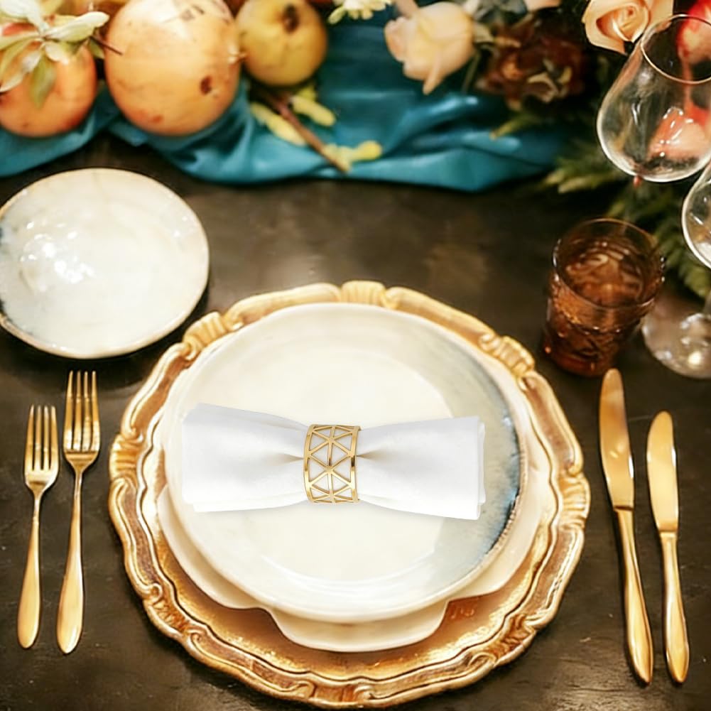 Gold Serviettenringe 100er Set Ausgehöhlte Serviettenringe Aus Metall Mit Schnallen Für Tischdekoration Bei Abendessen Feiertagen Hochzeiten Und Anderen Festen Moderne Serviettenringe