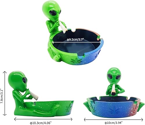 Miniatura 10 de Ceniceros geniales para cigarrillos, decoración de ceniceros de fantasía alienígena para oficina en casa, regalo de adorno (rojo, alienígena)