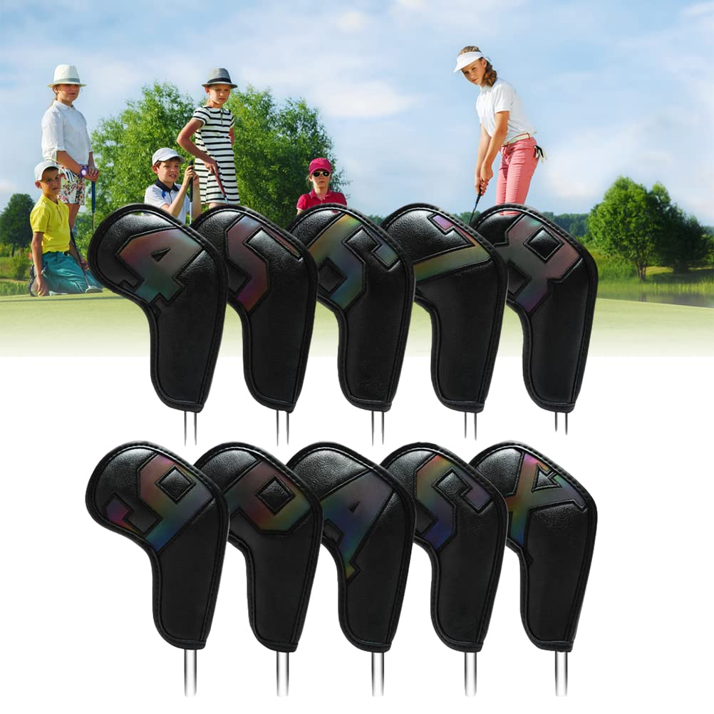 Fundas para Palos de Hierro de Golf, Funda de Cuero de PU para a Prueba de Agua, Funda para Palos de con números,Fundas para Cabezas de Palos para Fundas de Palos de Hierro