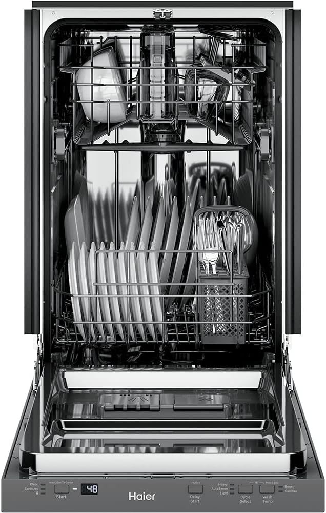Haier 18 in. Top Control Built-In Dishwasher in Stainless Steel with 3-Cycles