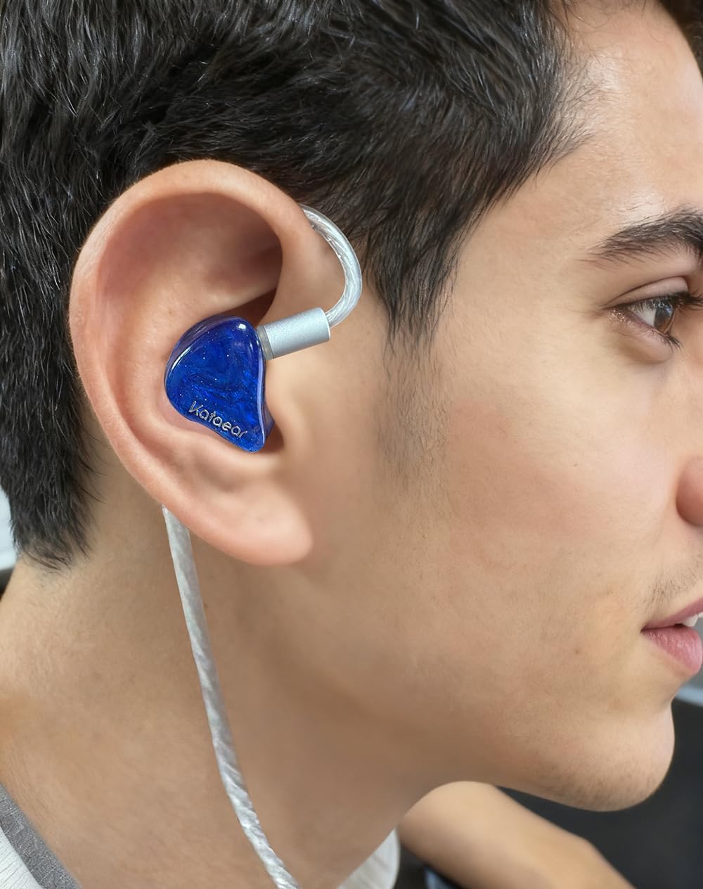 in Ear Monitor Headphones for Musician, 10mm Berryllium Diaphram Dynamic Driver Wired Earbuds with Detachable OFC Silver-Plated Cable for Audiophile DJ Studio Gaming (3.5mm with Mic, Blue)