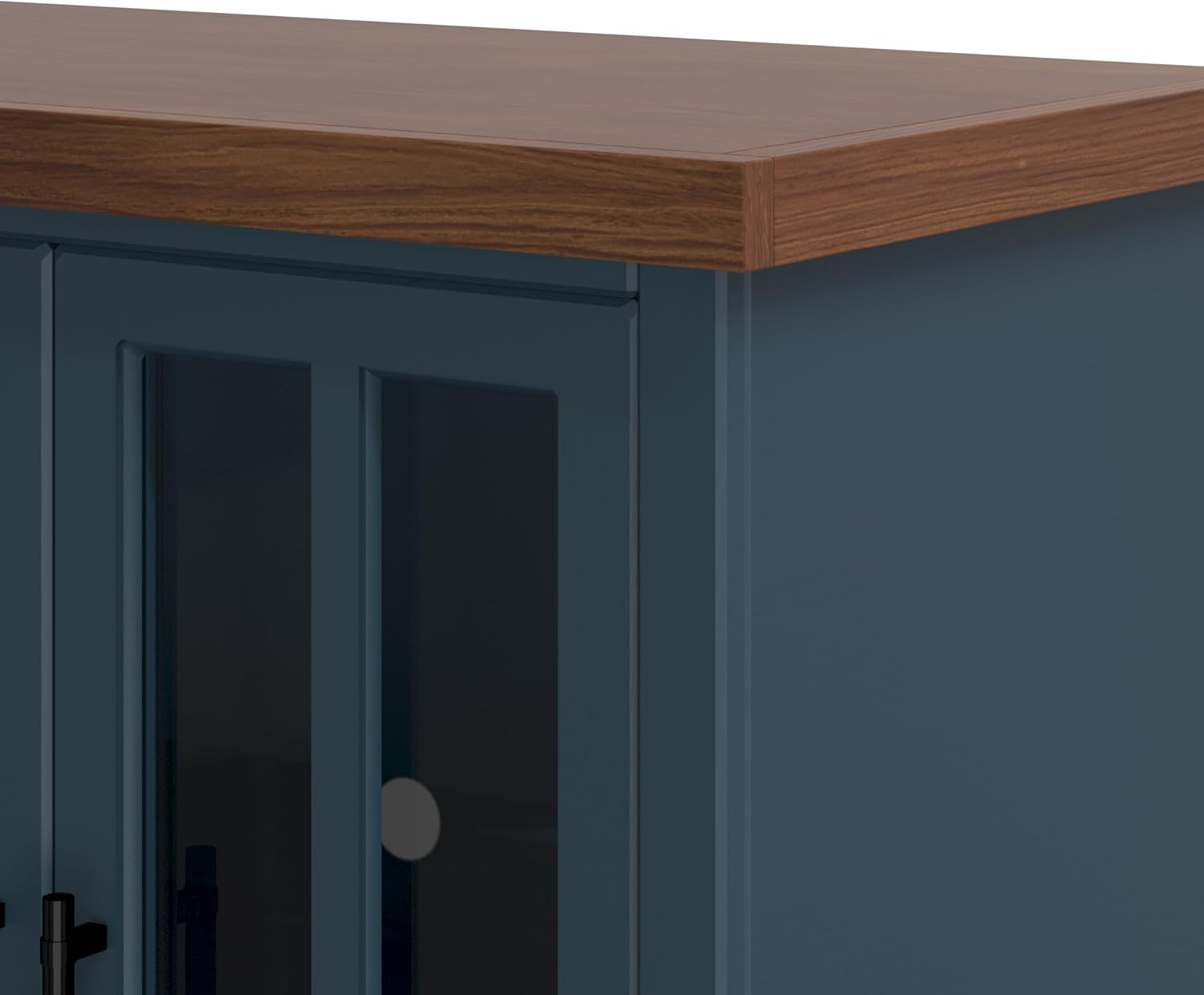 Bridgevine Home Nantucket 96 inch TV Stand Console for TVs up to 100 inches, Blue Denim and Whiskey Finish