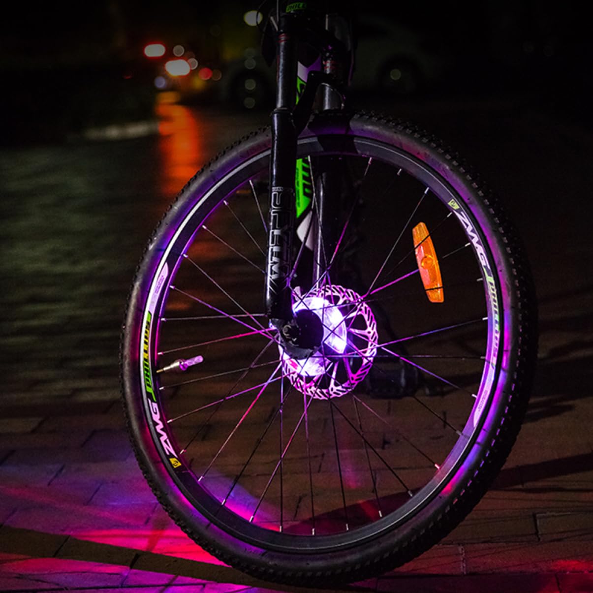 TOYANDONA Lumière de Roue LED Étanche pour Vélo Avertisseur de Sécurité Rechargeable USB Couleurs et Modes Éclairage Installation Facile Compatible avec Moyeux