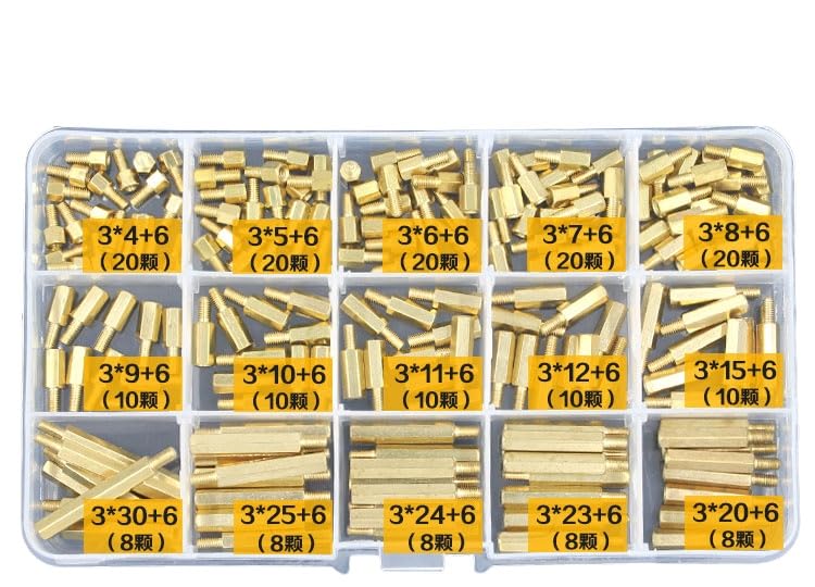 Generic 190PCS/Kit M3 Male Female Brass Standoff Spacer PCB Board Hex Screws Nut Assortment Set Kit with Plastic Box - (Color: M3)