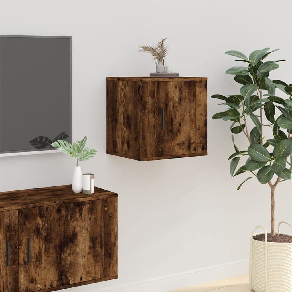 Armario de pared para TV, 2 unidades, roble ahumado, 40 x 34,5 x 40 cm, para salón, sala de entretenimiento