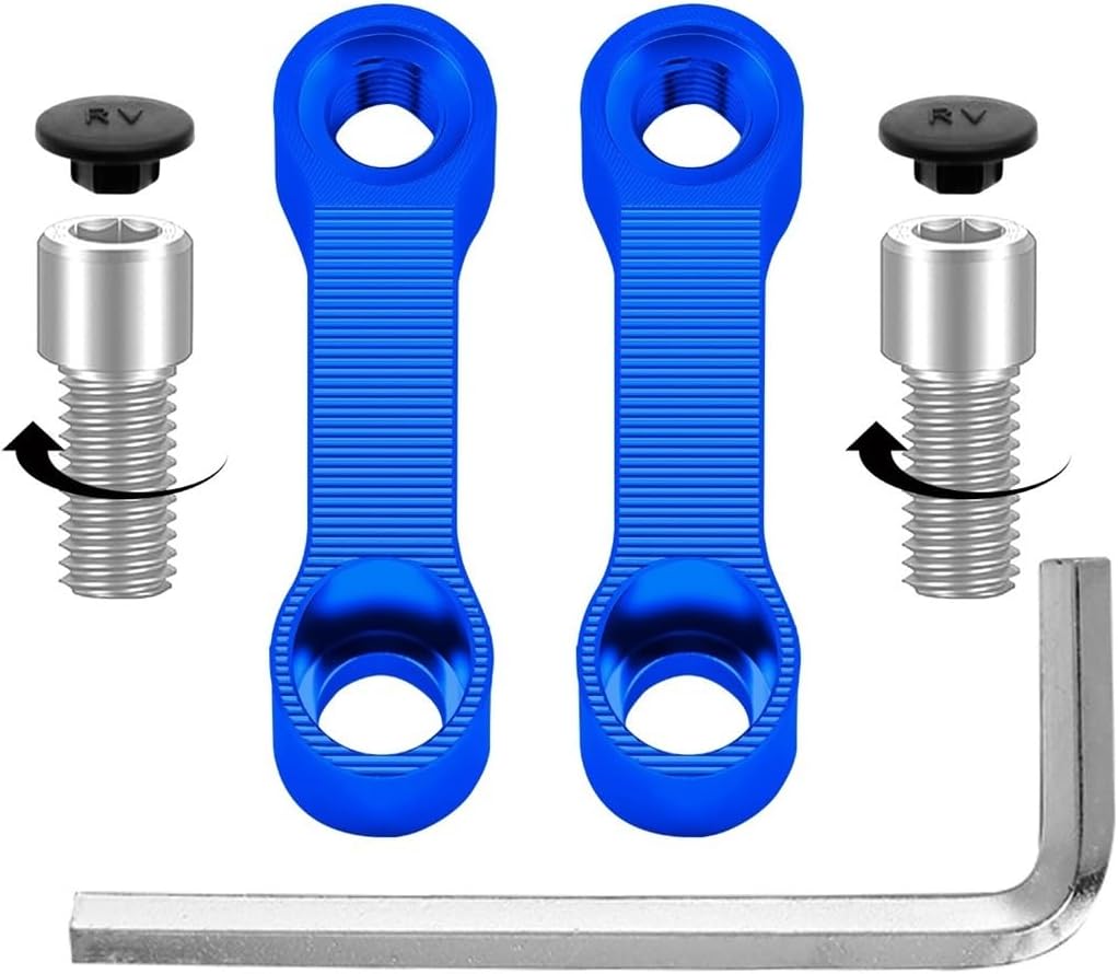Compatible with Motorcycle Rearview Mirrors Extension Riser Extend Adapter Mirror Extender Adapters Rear View Base Stem Extender(Blue)