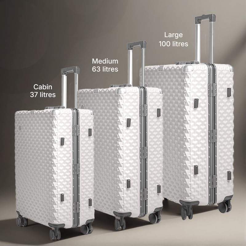 Image of Cubex Hard PC Luggage, Set of 2, Cabin & Medium Size, 100% Polycarbonate, Lightweight and Durable, Silent Wheels, Anti-Theft with Aluminium Frame, and 2 TSA Approved Locks, Moonlight Frost