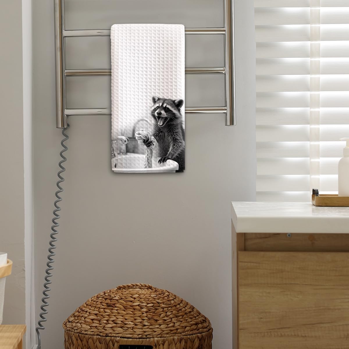 1 PCS Funny Cute Raccoon Hand Towels for Bathroom,Raccoon Gifts for Women,Raccoon Decor Cute Kitchen Towels,Animal Decorative Towels for Bathroom, Pet Owners Housewarming - A17 - Image 4