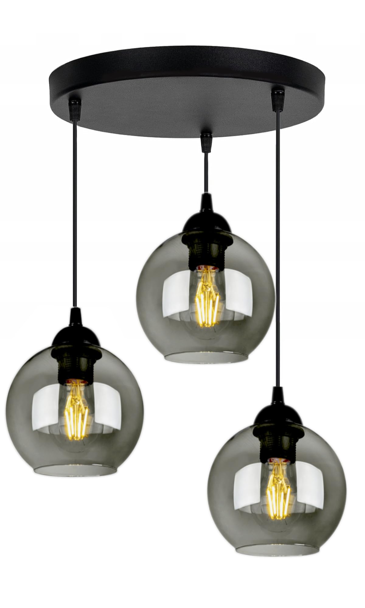 FKL DESIGN Home Deco Deckenlampe Pendellampe Hängelampe Wandlampe Tischlampe Leuchte Pendelleuchte Kugel Schwarz Lampe aus Serie N100 (ER3)