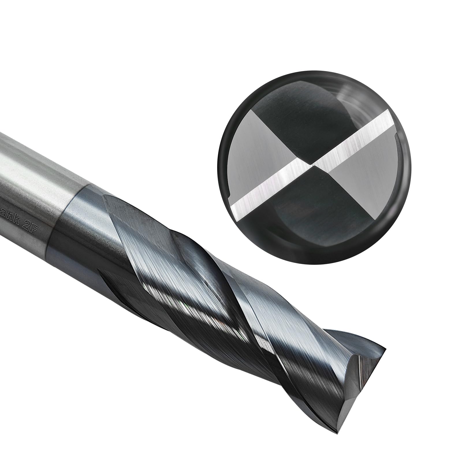 Tools zestaw 2 frezów kwadratowych z węglików spiekanych do cięcia stali stopowych, żeliwa, aluminium - fazowana krawędź do frezowania pionowego - pręt 3/8 (0,95 ~