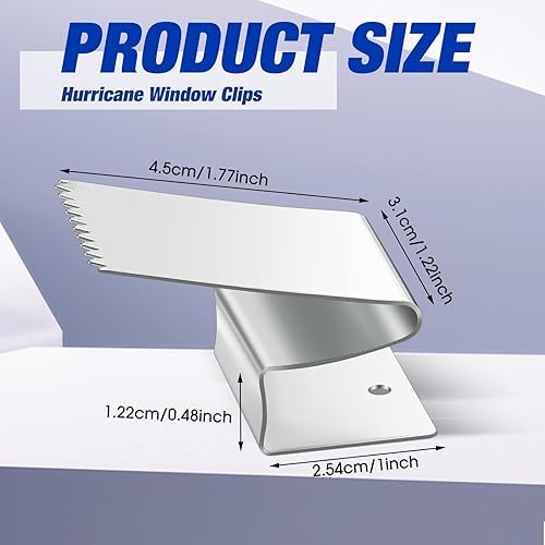 Vista 9 de Dunzy Paquete de 40 clips de ventana de huracán para ventanas de 1/2 pulgada de grosor, acero al carbono, clips reutilizables para ventanas