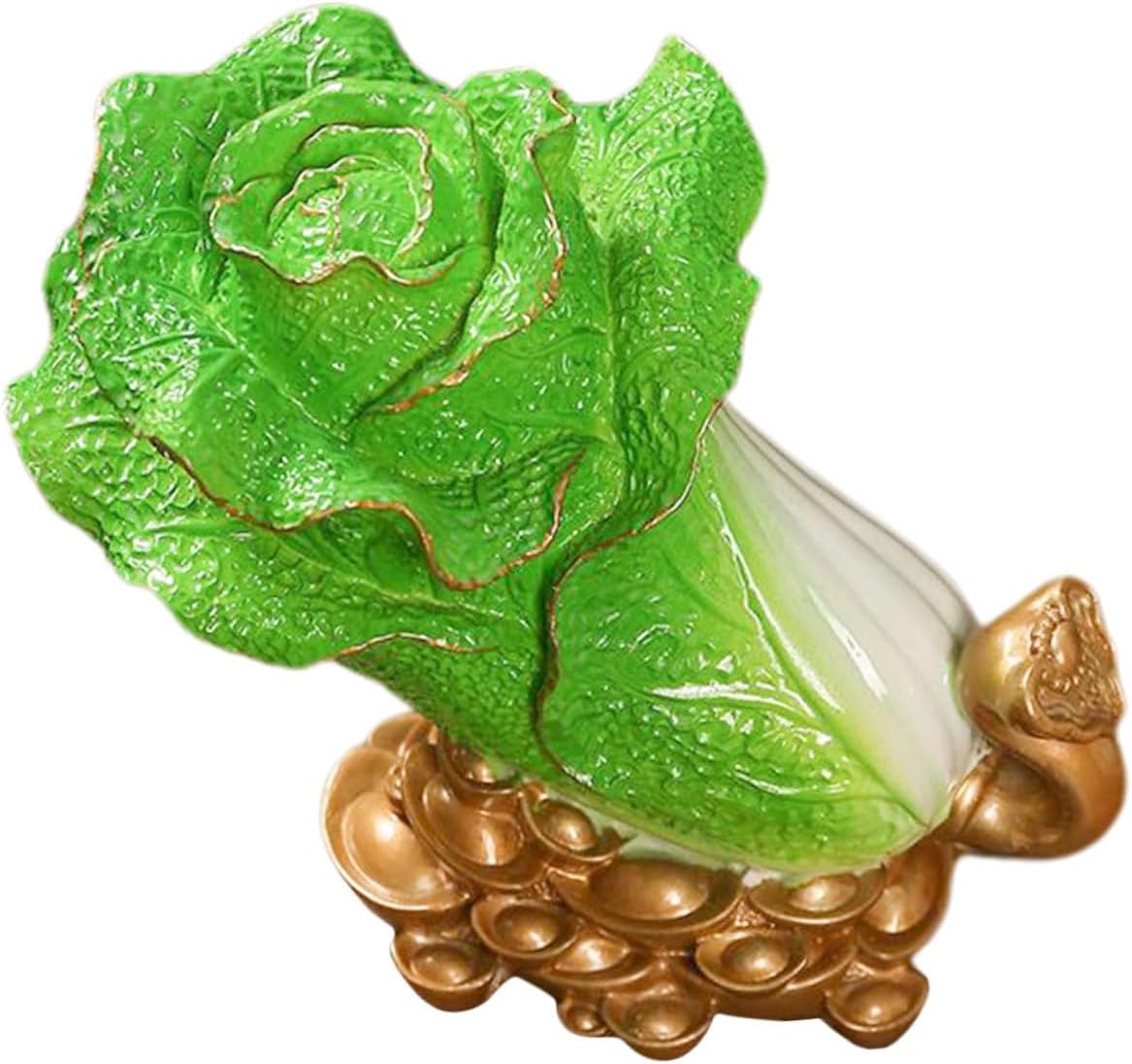 SOLUSTRE Chinese Cabbage Statue Resin Decorative Figurine for Housewarming