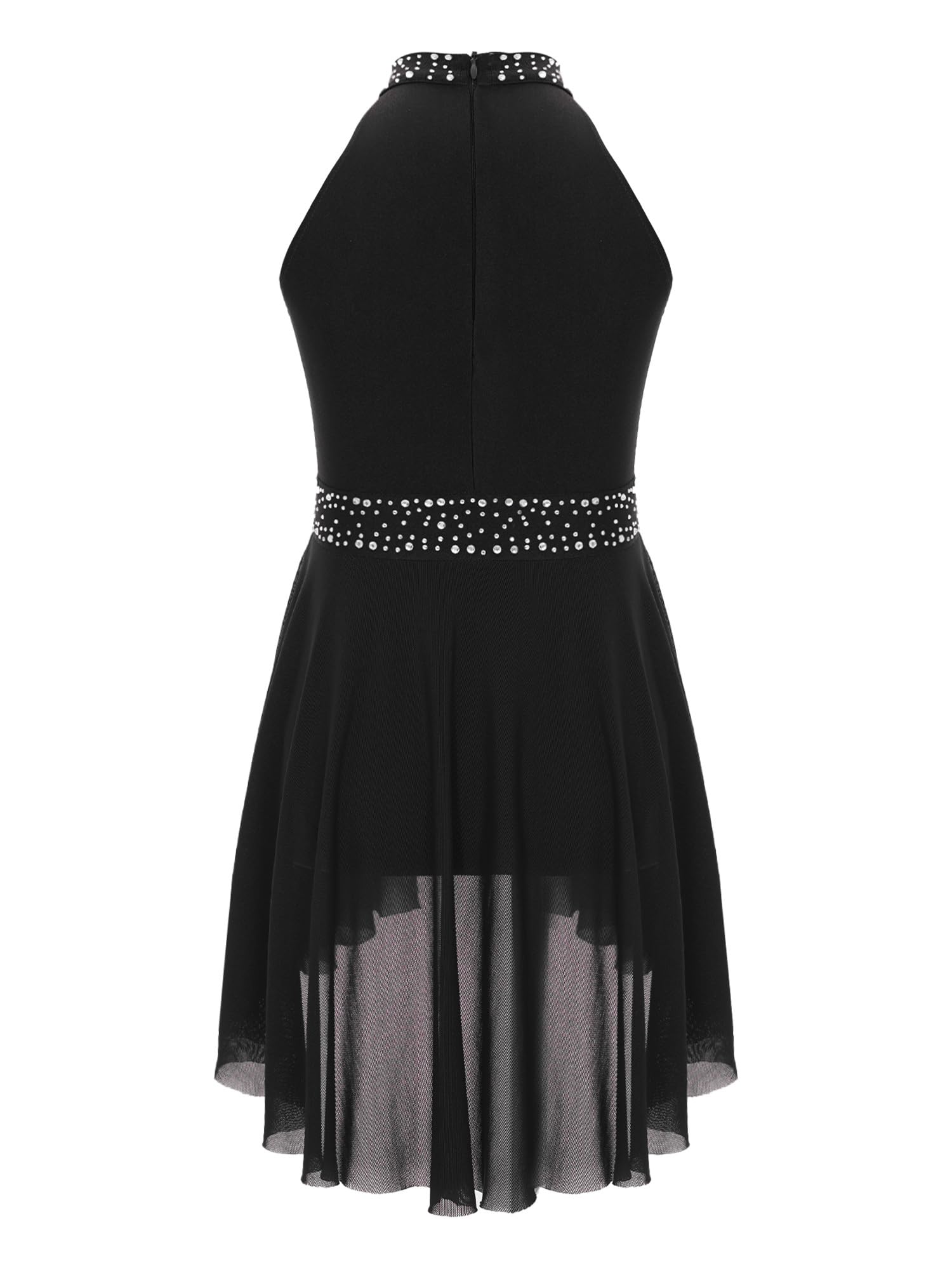 Hedmy Vestido de Patinaje Artístico para Niña con Lentejuelas Maillot de Baile Latino Leotardo Gimnasia con Falda Tul Vestido de Bailarina Ballet 5-16 Años