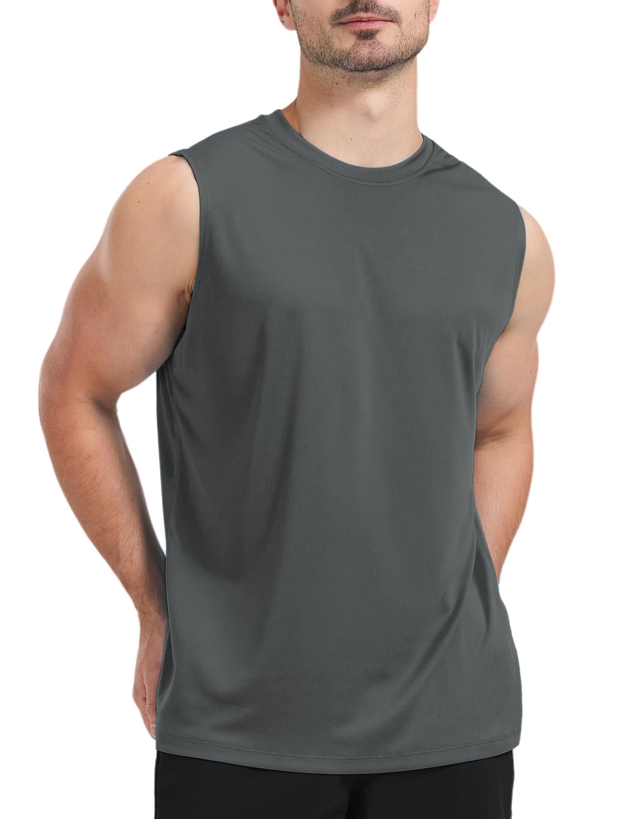Upocool Men's Sleeveless UPF 50+ Swim Shirts Quick Dry Workout Tank Top UV Protection Running Gym Muscle T Shirts