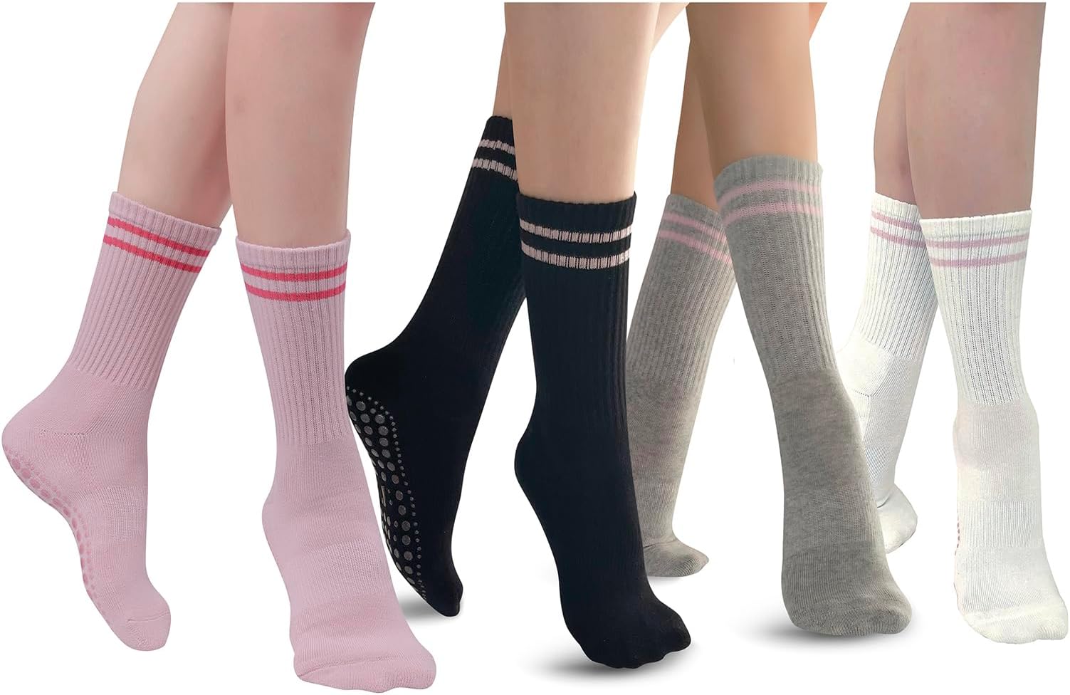 JCZANXI Yoga Socks with Grips for Women, Non Slip Grippy Socks for Yoga, Pilates, Barre, Dance | Ideal Cushioned Crew Socks