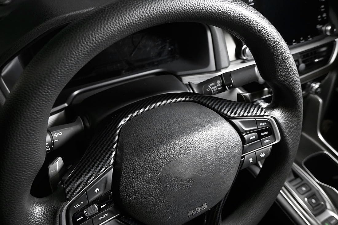 Carbon Fiber Interior Trim for Honda Accord 2018 2019 2020 2021 Steering Wheel Sticker Cover Frame Decoration Black Style