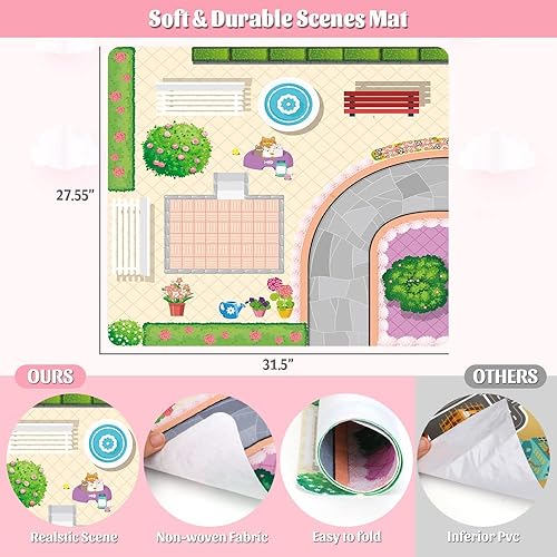 Miniatura 3 de Dreamy - Juego de casa de muñecas con ascensor tobogán escalera luces muebles accesorios casa de ensueño con 3 muñecas y 2 mascotas la mejor casa de