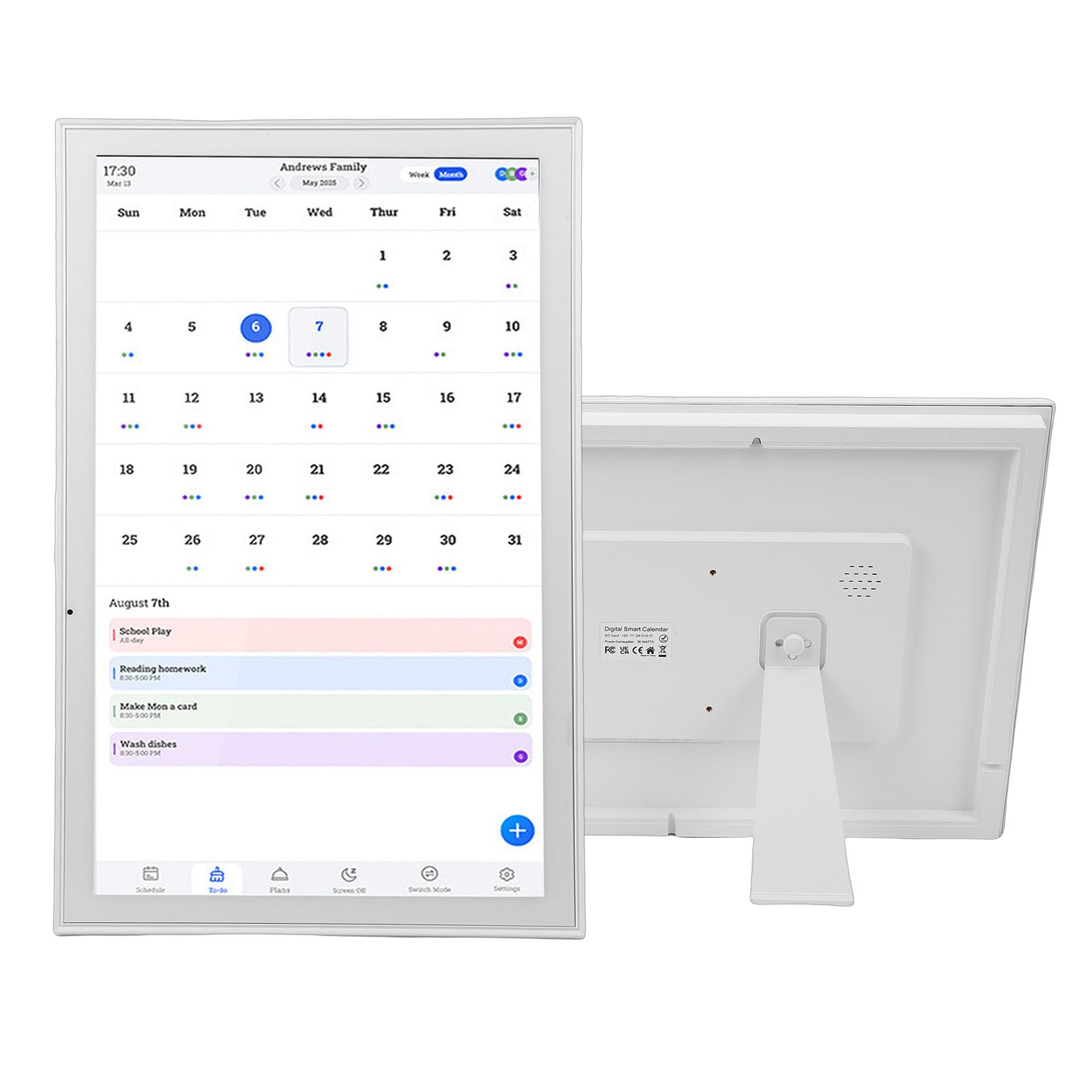 Jectse Elektronischer Kalender, Familienplaner mit 21,5-Zoll-Touchscreen, Digitales Arbeitsdiagramm mit KI-Porträt, Digitaler Bilderrahmen mit 1920 X 1080 Pixeln, Tisch- oder Wandmontage, ß
