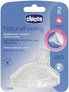 Chicco Natural Feeling Teat with Anti-Colic Effect, Nipple For Wide Neck Feeding Bottles, Medium Flow, For Babies & Toddlers 2m+