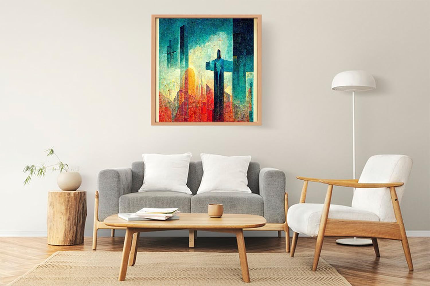 VERRE ART Printed Framed Canvas Painting for Home Decor Office Wall Studio Wall Living Room Decoration (22x22inch Wooden Floater) - Scriptura Auctor
