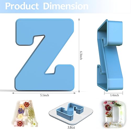 Miniatura 32 de Molde de resina, moldes de silicona 3D de letra R grande para fundición de resina epoxi, moldes del alfabeto de silicona para resina para arte