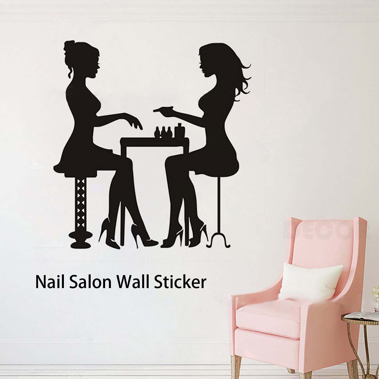 Adesivo per finestra per nail art, adesivo da parete impermeabile per salone di bellezza in vinile in PVC per finestra da parete interna per saloni di bellezza per saloni di bellezza(l)
