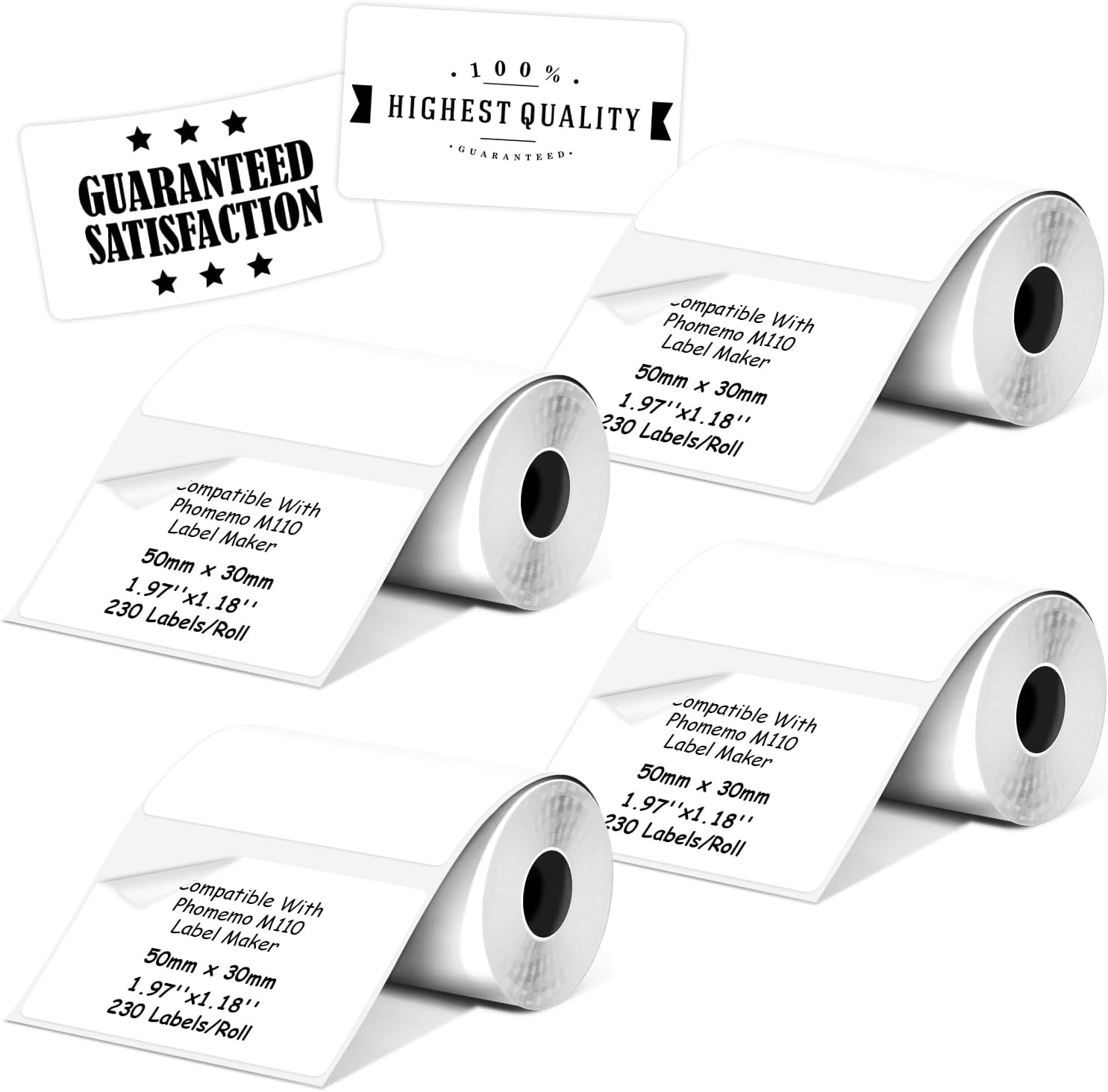 Thermal Labels 30x20mm For Phomemo Printers - 320 Labels/Roll Black On White